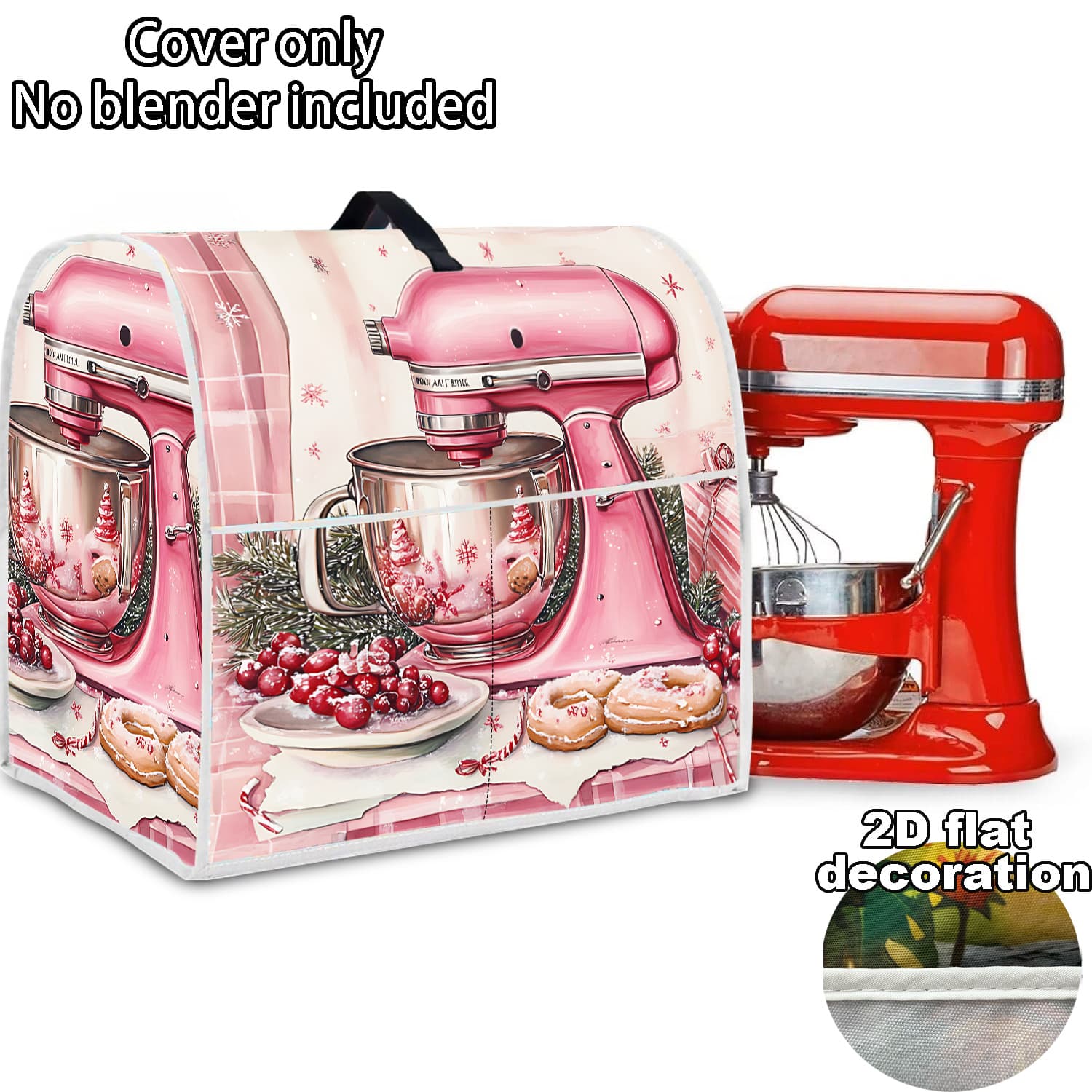 TEMU Dust-proof Appliance Cover With Berries & Pastries Design - 2d Flat Dust Cover For Mixers, Coffee Makers, - For Mixers & Coffee Machines, Kitchen Appliance With Handle & Pocket (cover, 2d Flat