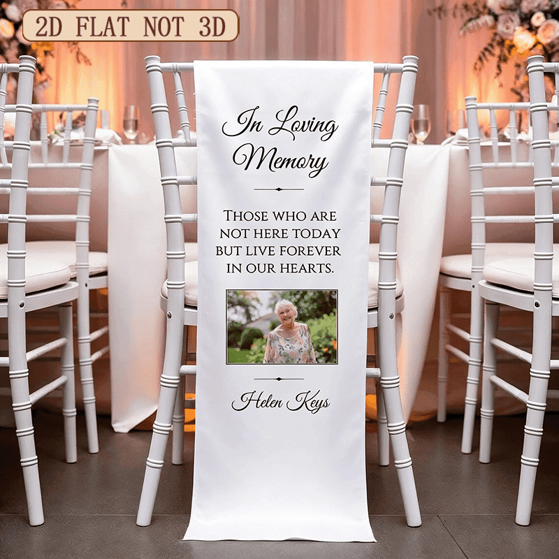 TEMU 2d Flat, 2d Flat Banner, 1pc Personalized In Loving Memory Wedding Chair Banner Memorial Remembrance Sign, Memorial Wedding Banner, Memory Chair Sign, 2d Flat