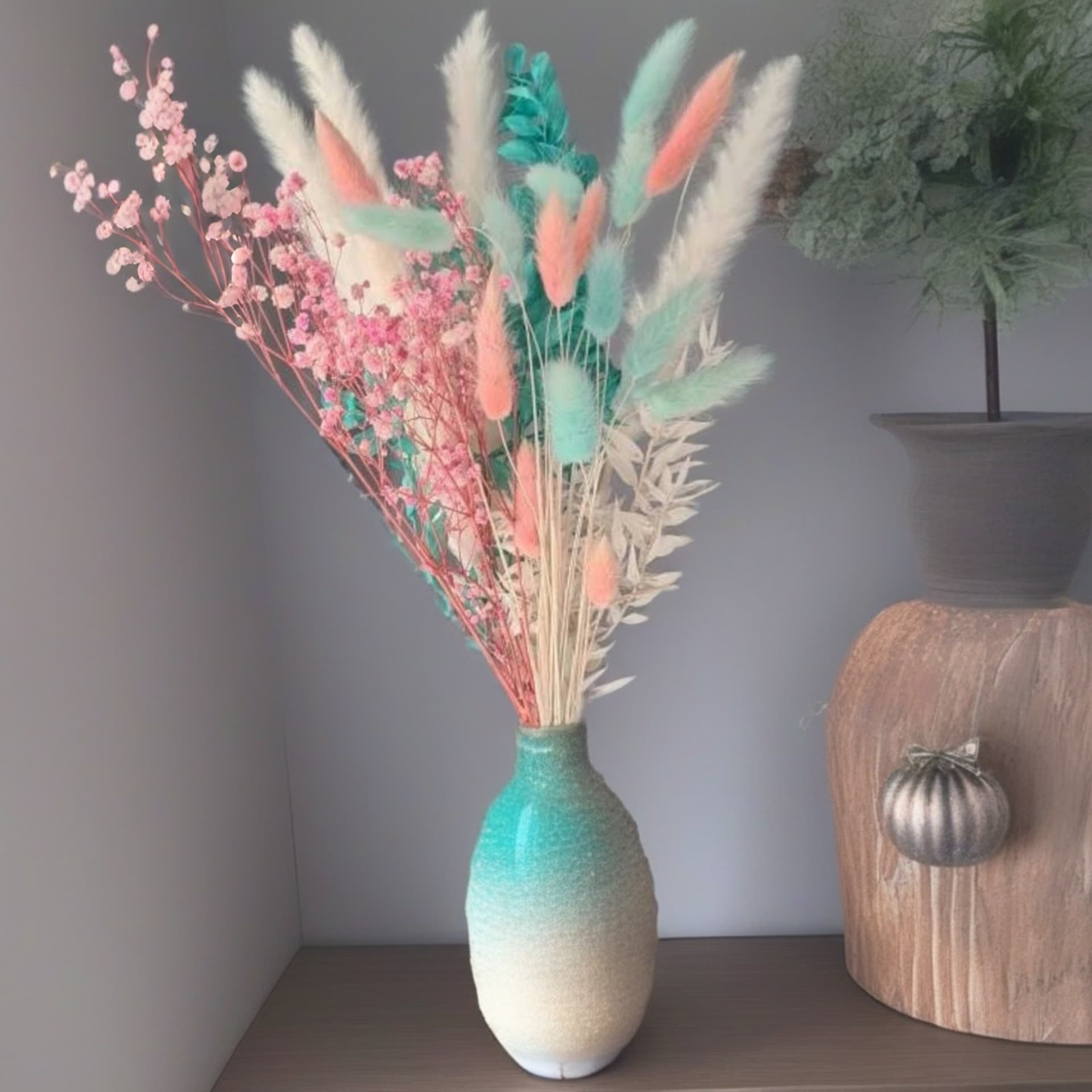 TEMU 29pcs Dopamine Dried Flower Bouquet Decoration Eternal Flower Bouquet Flower Arrangement Home Decoration Rabbit Tail Grass Reed