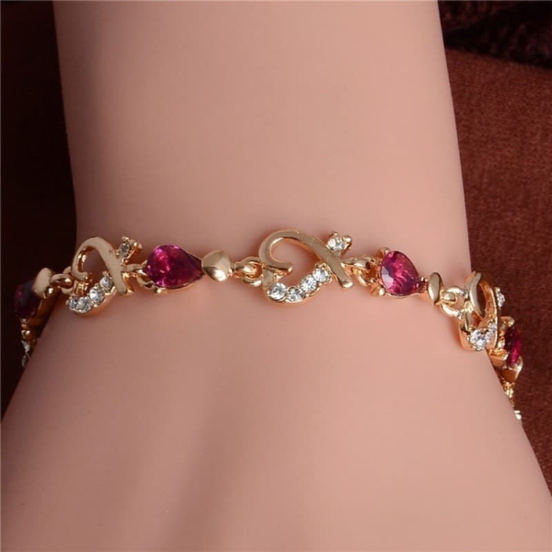 TEMU 1pc Elegant Synthetic Zirconia Bracelet With Heart And Star Charms - Personalized, Sparkling Alloy Bangle For Daily & Party Wear, Everyday Accessory|elegant Bracelet|sparkling Charms, Bracelet