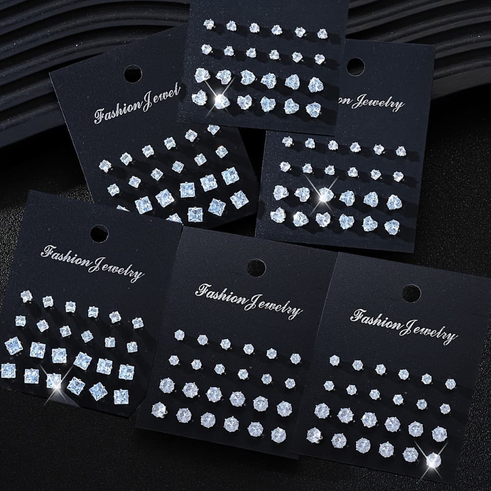 TEMU A 144pcs Collection Of Stylish Retro Earrings, Featuring Synthetic Synthetic Synthetic Zircon​​​​ And A Alloy Base, Use And Special Occasions, Making It A Great Neutral Gift For Valentine's Day