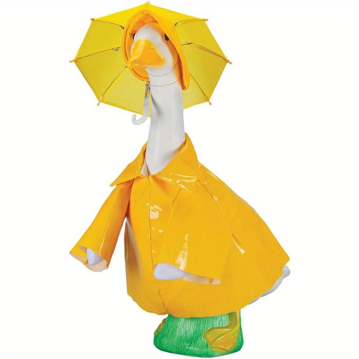 TEMU 1set Raincoat Goose Outfit, Fits Large 23" Goose Statue, Summer Funny Goose Costume Yellow Raincoat With Small Umbrella, Home Outdoor Yard Art Decor