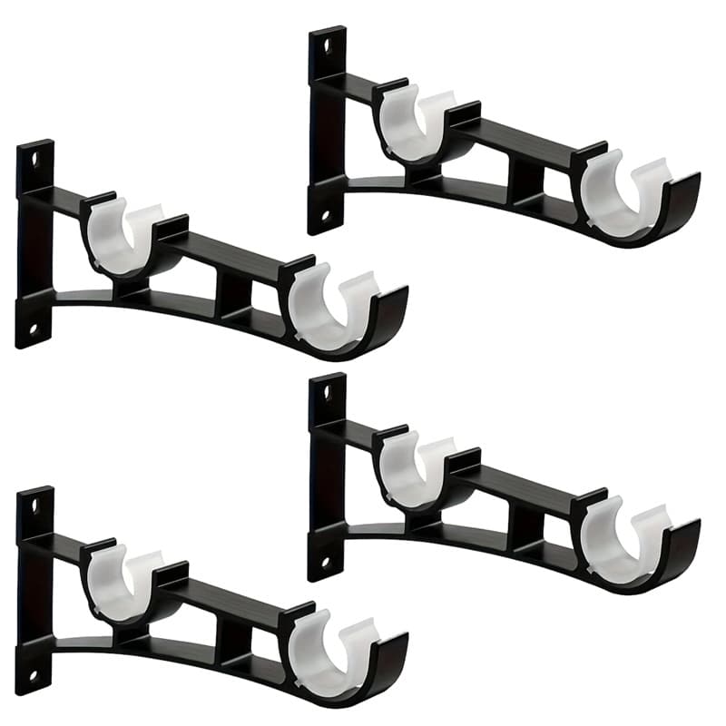 TEMU 4pcs Curtain Rod Bracket, Double Curtain Rod Bracket, Hook, Double Rod Base Bracket, Curtain Rod Accessories, Heavy Metal Curtain Rod Bracket
