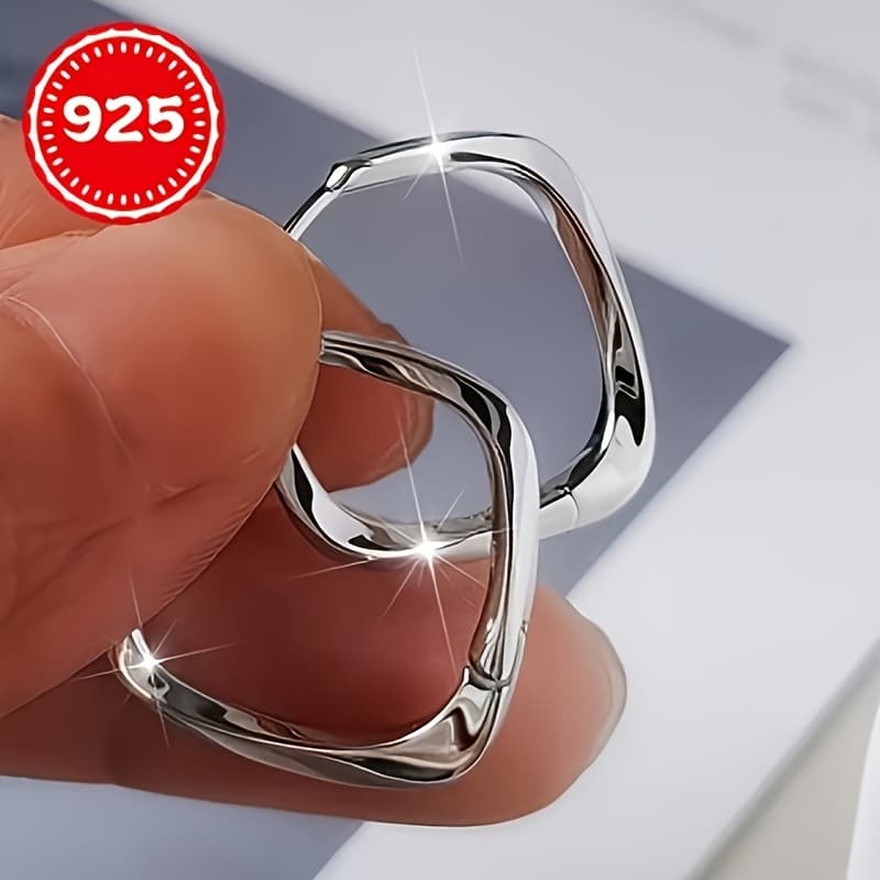 TEMU Elegant 925 Sterling 925 Silver Mobius Hoop Earrings Women' Wear Hypoallergenic Earrings, Perfect Gift For Couples And , For Everyday Wear, Weddings, Beach Holidays And , Hypoallergenic