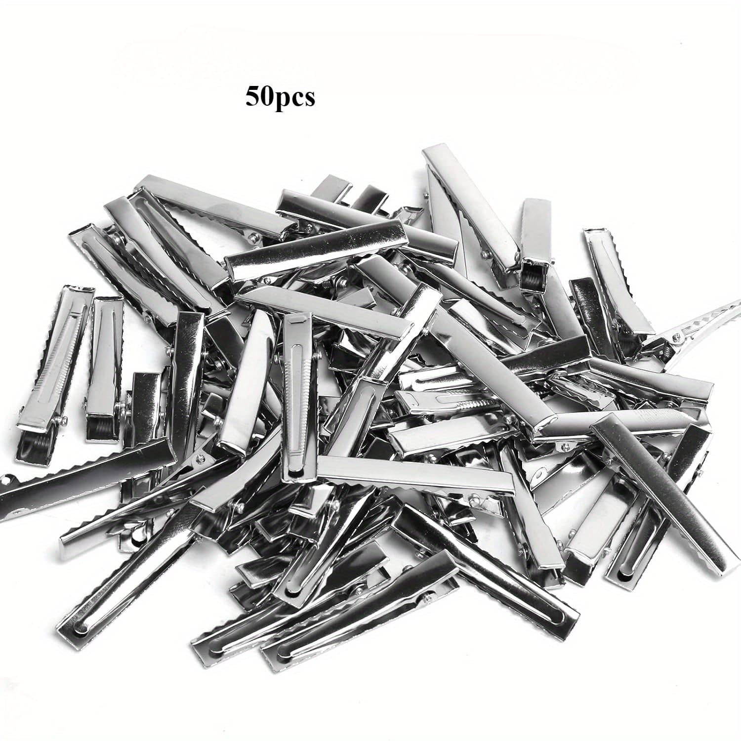 TEMU 2d Flat, 50pcs Alligator Bobby Pins, Metal Bobby Pins For Hairbows And Crafts - Silvery Flat Alligator Bobby Pins For Mass Diy Accessory Making