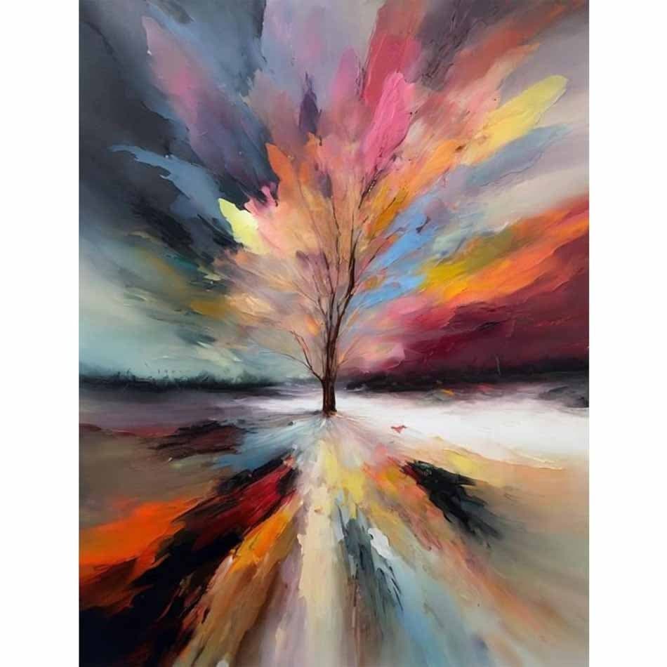 TEMU Professional Art Use Paint By Number Kits For Adults - Colorful Tree Oil Painting, Beginner Friendly Canvas Without Frames | Home Wall Decor, Unique Gift Ideas For , Relaxing Projects 16x20inch