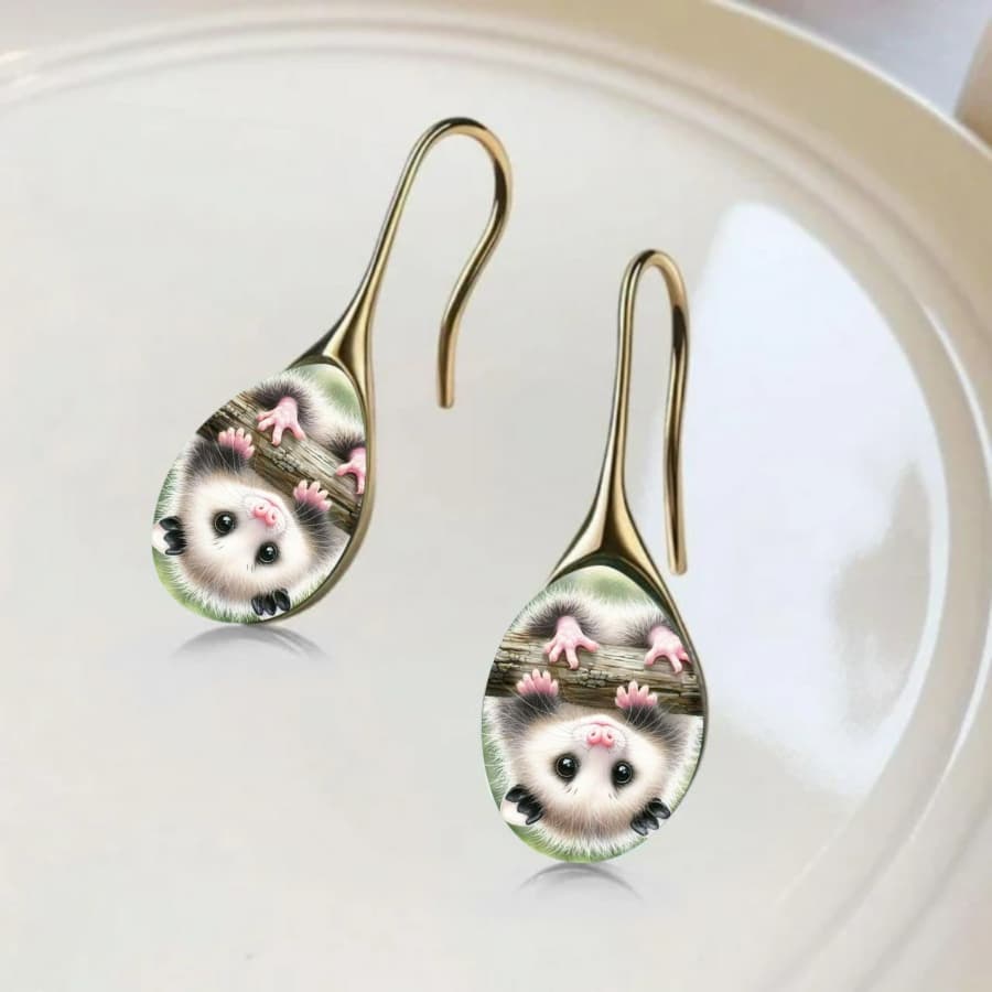 TEMU 2pcs Possum Earrings Animal Earrings Nature Earrings Forest Earrings Ovalearrings Wildlife Earrings Jewelry Accessories Unique Jewelry Christmas Gifts Everyday Gifts Birthday Gifts