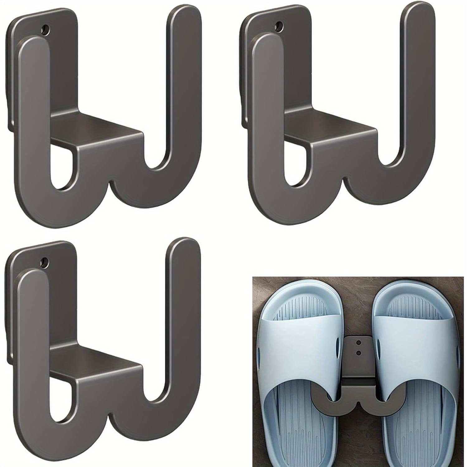 TEMU Set Of 3 Wall-mounted Hangers For Slippers And Shoes, Sturdy Metal Storage Rack, Designed To For Organizing Bathrooms, , And Living Rooms, Hanging Shoe Organizers