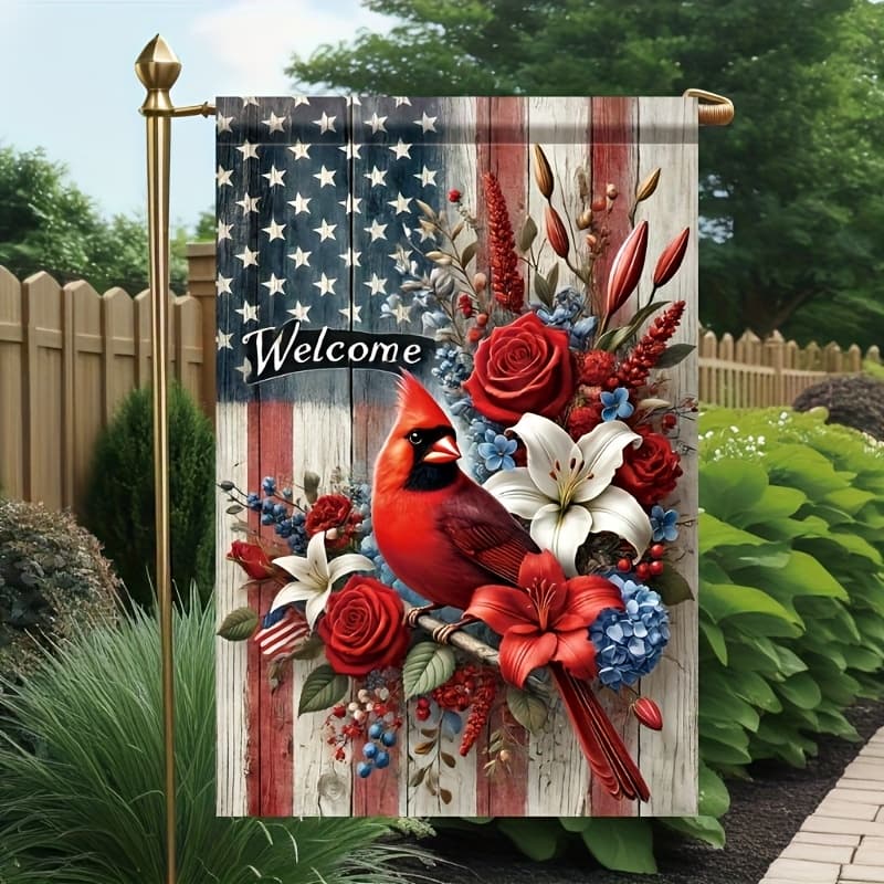 TEMU 1pc Patriotic Flag - 18x12inch, Bright And American , Durable Polyester Outdoor Yard Decoration, Fade-resistant Double-stitched Edges, Flagpole Not Included, Outdoor Decor