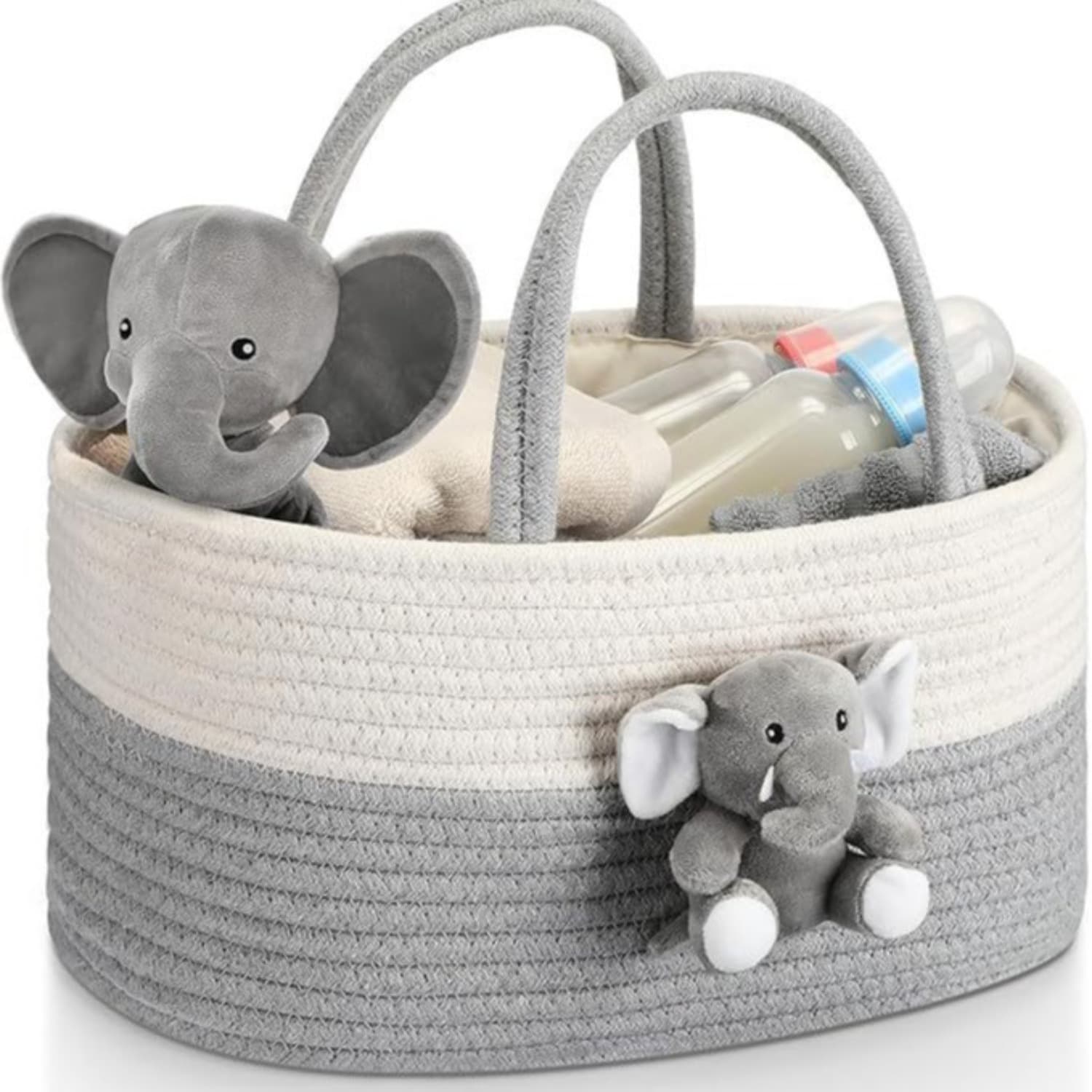 TEMU Cartoon Animal Diaper Caddy Organizer Cart Storage For Nursery With Handle Shower Basket Gift Bath Caddy For Diapers Wipes Basket, Shelf Baskets