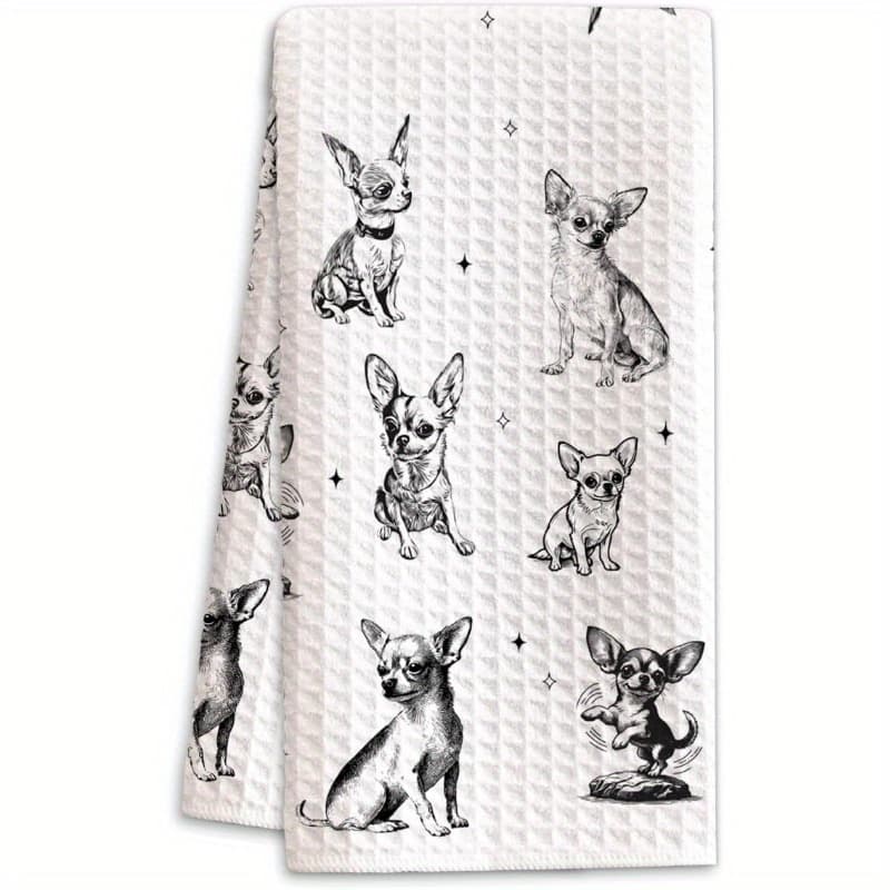 TEMU 1pc 18x26 Inch Chihuahua Dog Kitchen Towels, Funny Hand Towels For Women, Soft, Dish Tea Towels, Reusable Cleaning Dog Lovers Decor For Bathroom