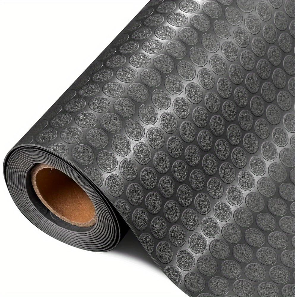 TEMU 7.5x17ft Thickened Coin Plate Pvc Garage Floor Mat | Heavy-duty Parking Mats For Compact Suvs & Sports Cars | Non-slip, Easy Clean Flooring Roll