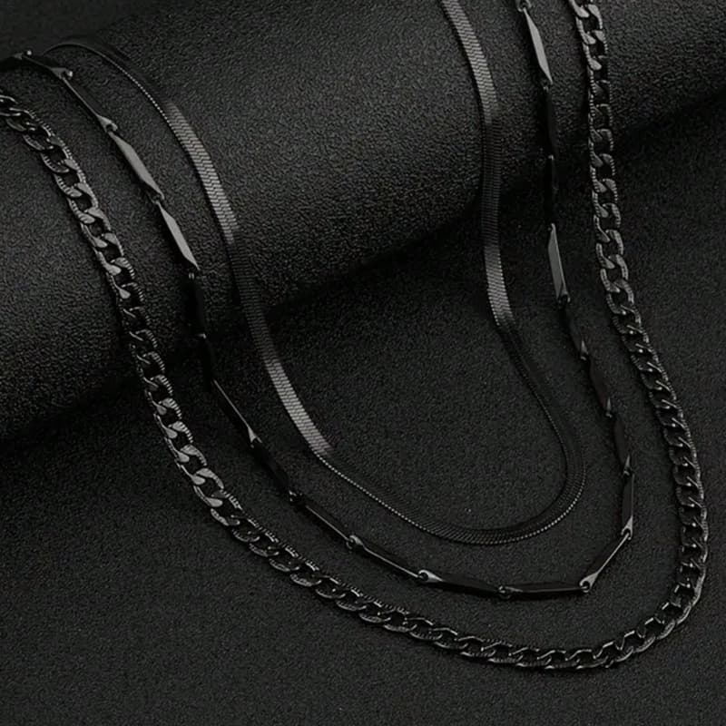 TEMU 3pcs Stainless Steel Chain Necklace Set For Men - Includes Clavicle Chain, Twisted Rope Necklace Precious Jewelry Holiday Giftswomen&;s Jewelry Daily Casual Accessories, For Women