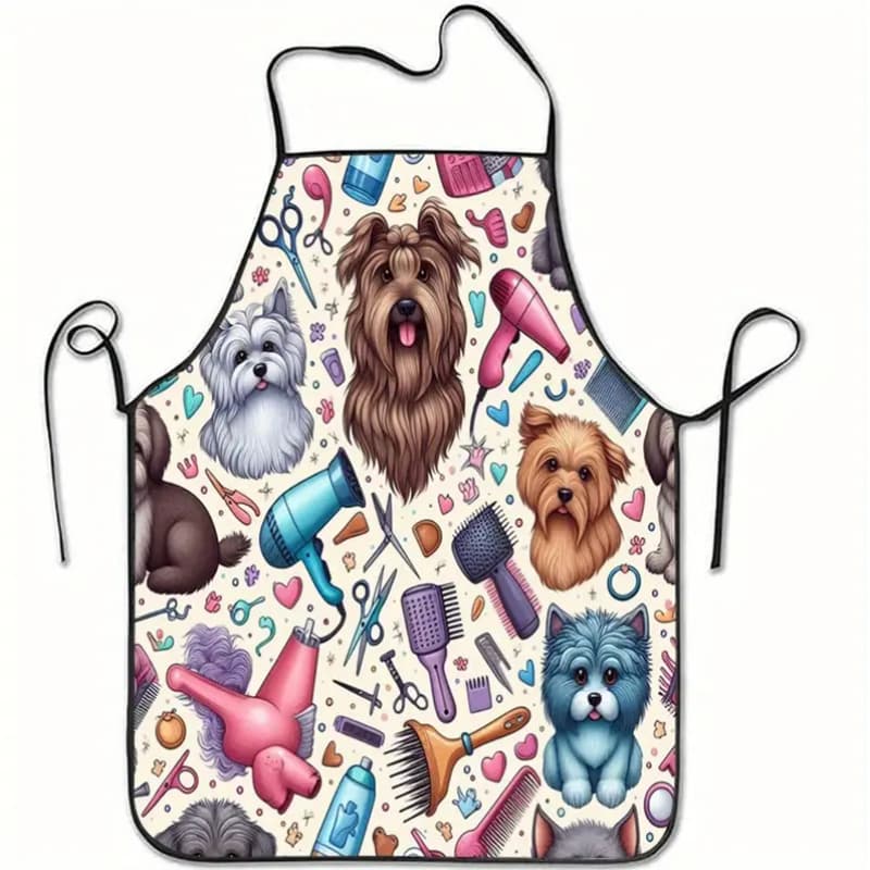 TEMU 1pc An Apron Printed With Patterns Of Dog Grooming Tools, Suitable For Use In Men's And Women's Kitchens