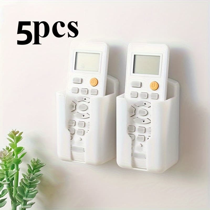 TEMU 5pcs Set Of Durable Plastic Wall-mounted Remote Control Holders - Tv And Air Conditioner Remote Storage Box, Space-saving Organizer, Compact And Convenient, Suitable For Multiple Scenes