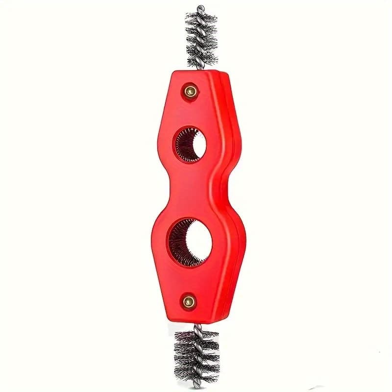TEMU Dual-head Pipe Cleaning Brush - Rust & Burr Removal, Wire Bristles For Exterior & Interior Ideal For Pipe Installation, Welding & Brazing