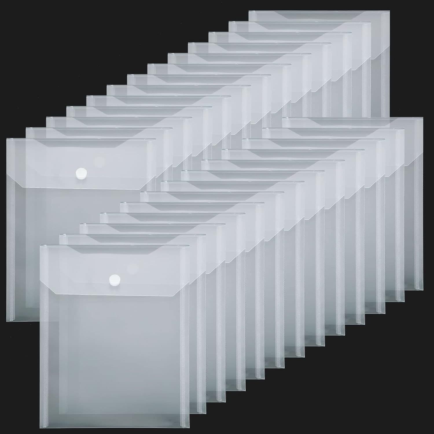 TEMU 24pcs Clear Plastic Stamp And Die Storage Pockets, Reusable Envelopes With For Stickers, Receipts, Photos, And Craft Organization (9.8x7 Inch), Receipt Holder | Stackable Envelopes | Storage