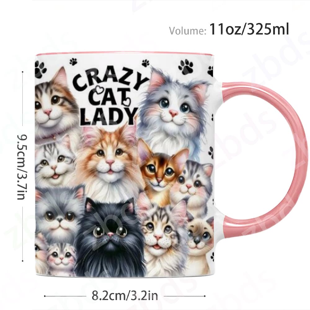 TEMU 1pc 11oz /cat For Man Themed Ceramic Mug With British Shorthair, Maine Coon, Tabby & Tuxedo Breeds - Cute Cat Paw Print & Kitten Design Coffee Tea Cup Gift For , Cat Lovers Birthday Christmas