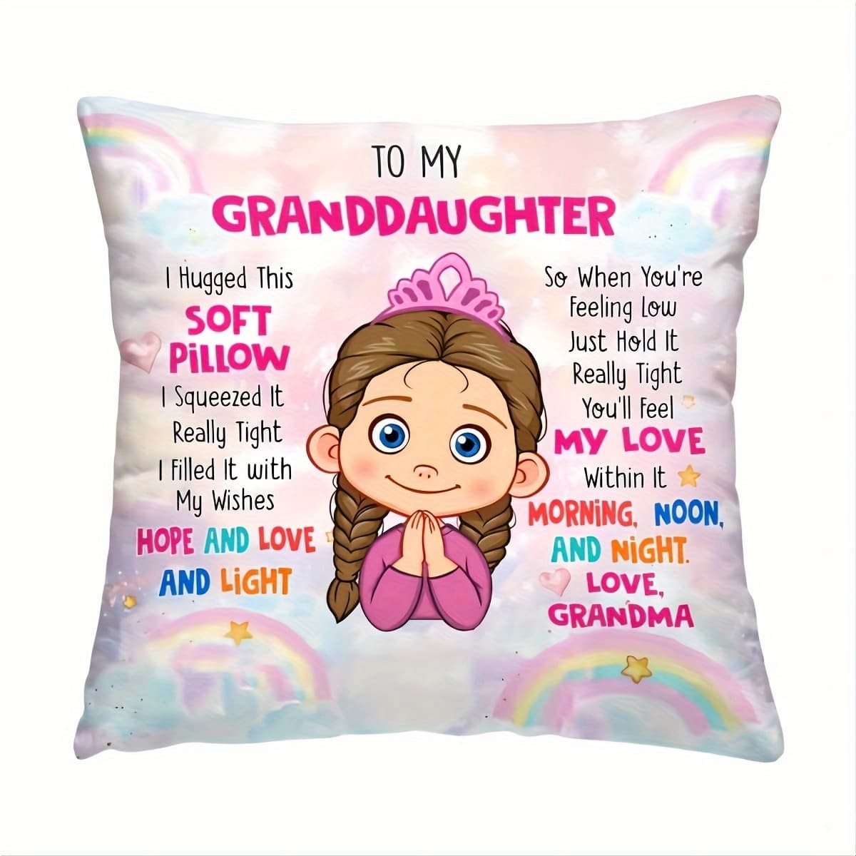 TEMU Ideal Present For A Granddaughter - 18x18" -themed Throw Pillow Cover, Conveying My Love, Greetings For Morning, , And Night - A Cozy Polyester For Decorating The Living Room Sofa