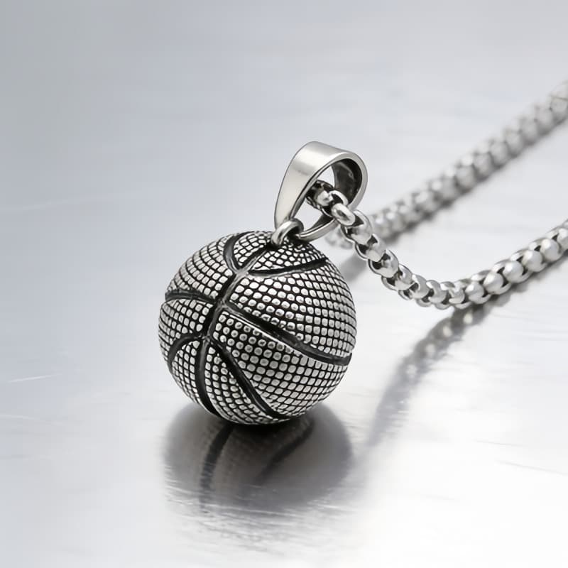 TEMU 1pc Men' 3 Basketball Hoop Pendant Necklace - 316l Stainless Steel Realistic Hoops & Jewelry, Cool Hip-hop Accessory For Daily Wear, Events & Outfits - Durable Gift