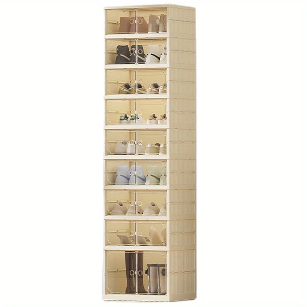 TEMU Clear Shoe Storage Cabinet Foldable 8 Layers Shoe Container Box Easy Assembly Stackable Shoe Rack Organizer With Lids Stackable Sneaker Storage Shoe Cabinet, Cooking