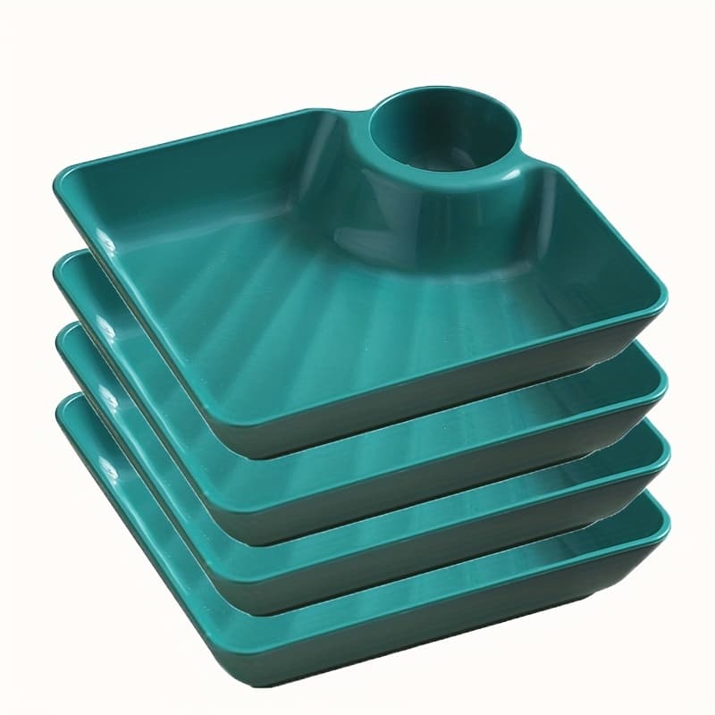 TEMU 4pcs Colorful Serving Plate Suit- Durable Pp, Bpa-free Snack, Sushi And Appetizer Plates With Dipping Sauce Plates- Perfect For Charcuterie, Desserts And Holiday Parties, Christmas Essentials