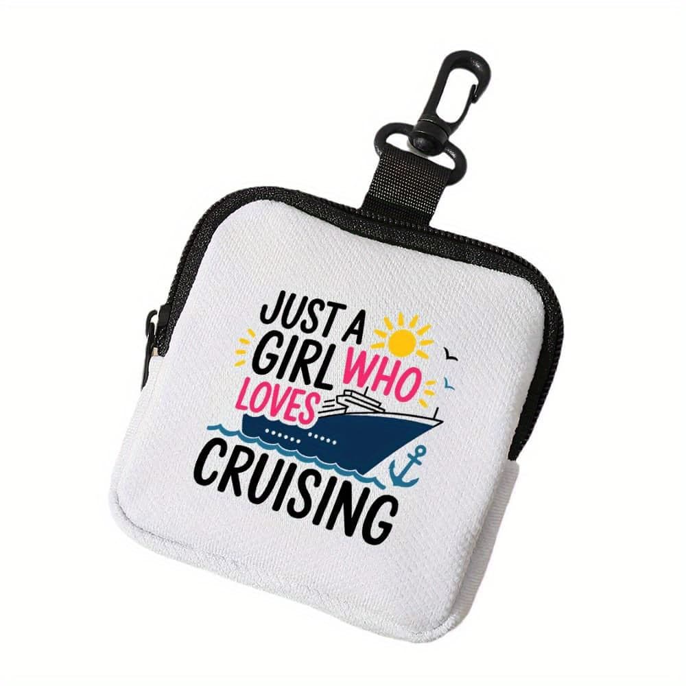 TEMU Nautical Cruise Design - Small Zipper Pouch For Purse, With "just A Who Cruising" Graphic, Makeup Organizer Bag For Women, Cruise Enthusiasts Gift, Travel Toiletry Bag, Cruise Decorations