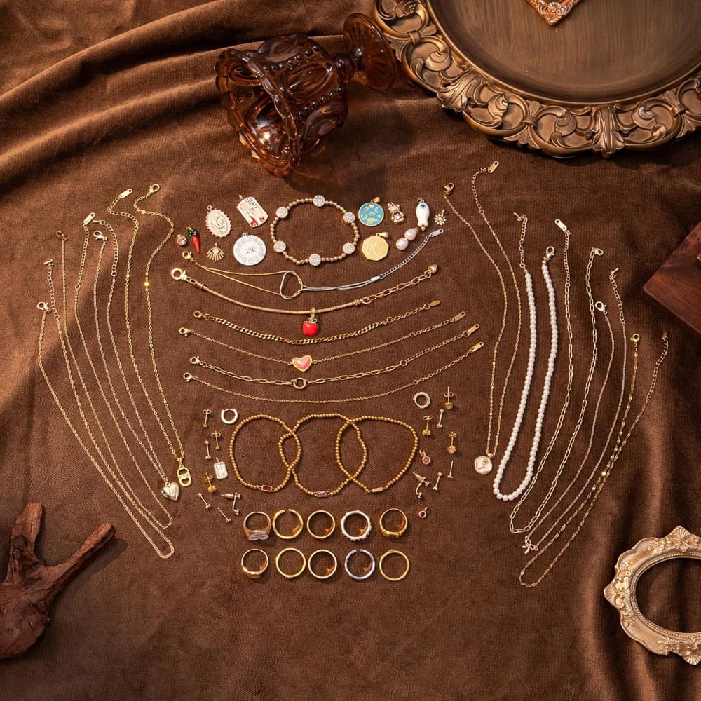TEMU Storage With An Assortment Of Women's Accessories - Necklaces, Earrings, Rings, Bracelets Pendants. An Ideal Birthday Gift For Her.