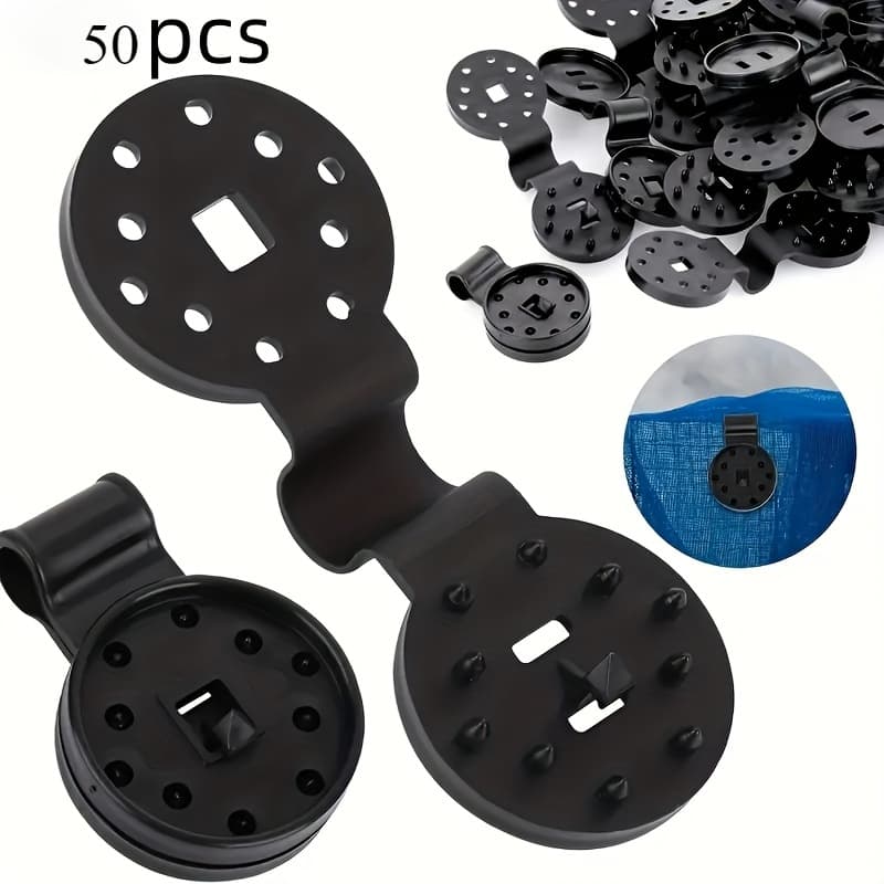 TEMU 50pcs Of Black Shade Cloth Clips - Sturdy Round Plastic Fasteners For Sun Shades, Patio Mesh Tarps, And Garden Covers.