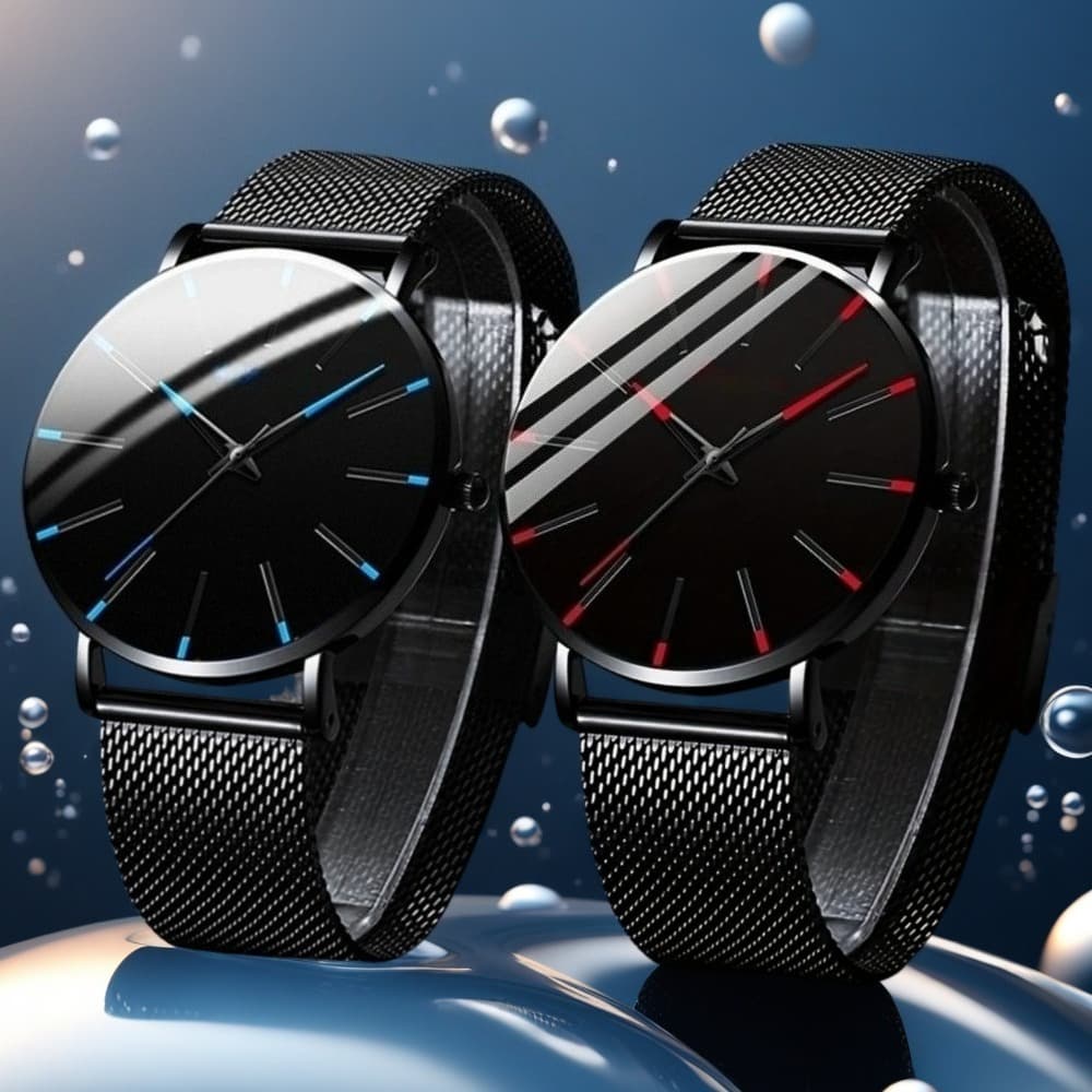 TEMU 2pcs/set Daily Wear Quartz Watches, Match Different Daily Outfits, Unique Anniversary New Year Christmas Birthday Father's Day Gift