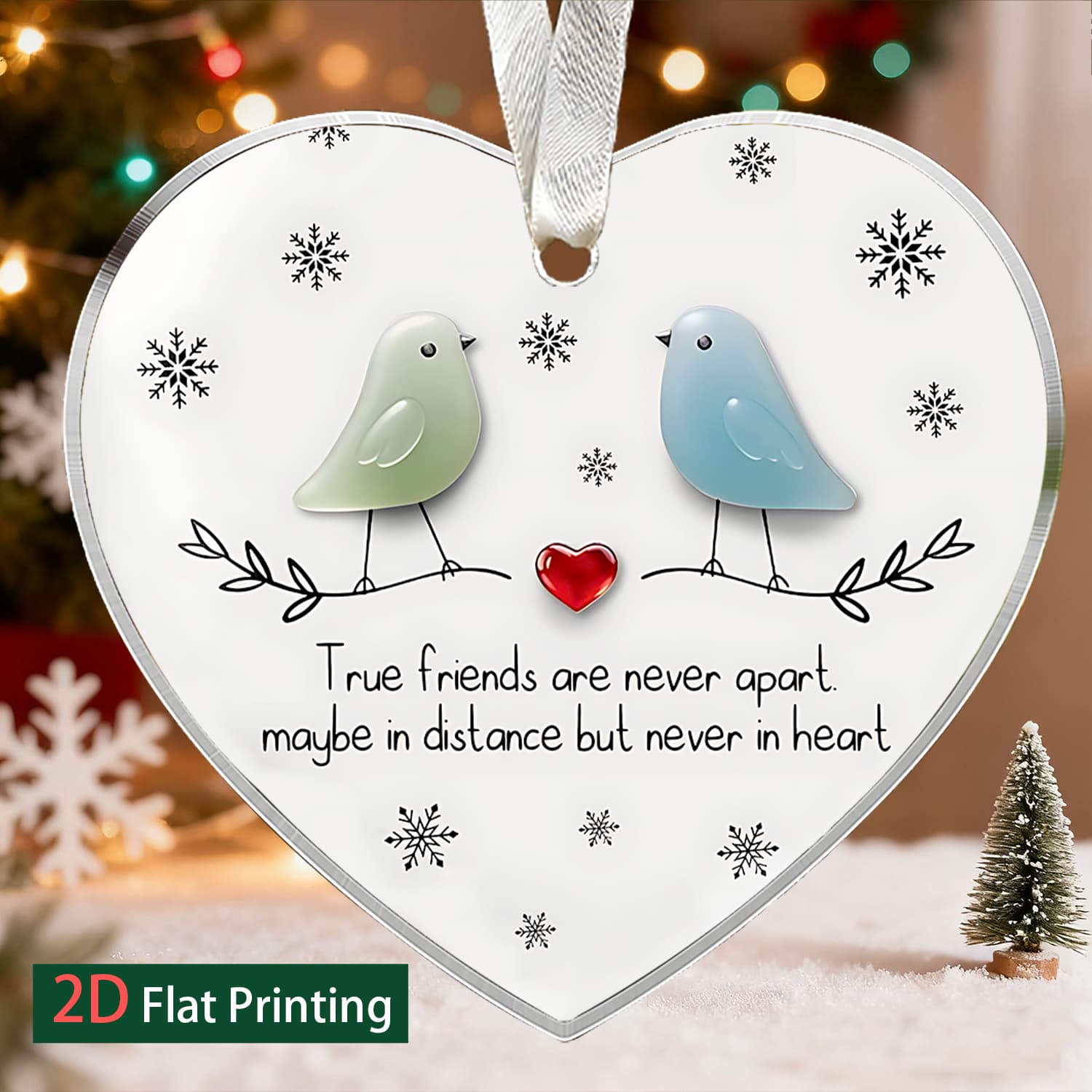 TEMU 2d Flat, 1pc Are Never Apart In Distance But Never Christmas Gifts Acrylic Hanging Ornament Decoration, Acrylic Pendant, Perfect For Friendship Keepsake Christmas Tree Ornaments