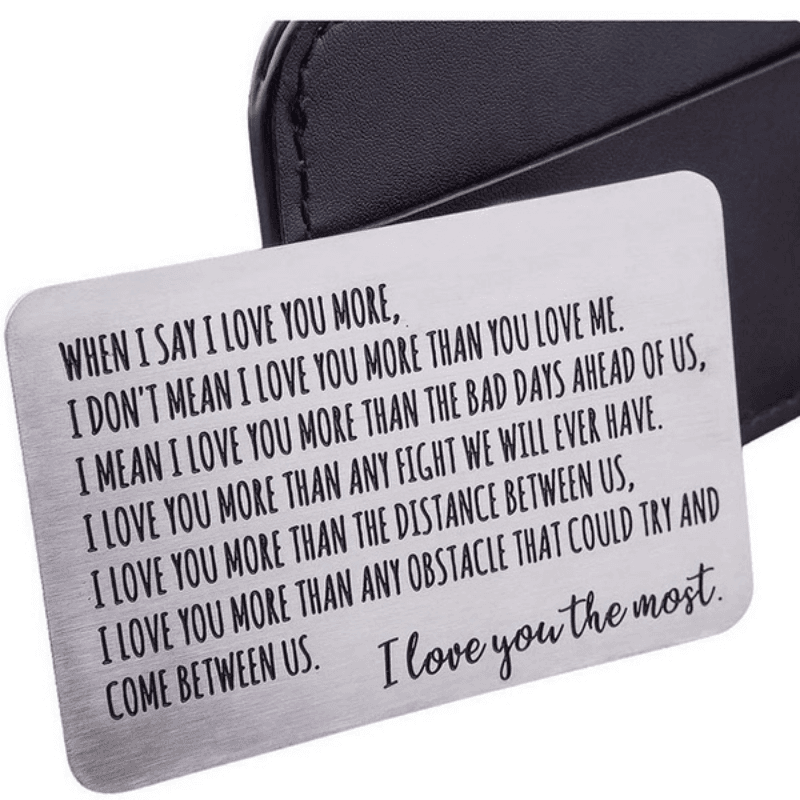 TEMU 1pc Romantic Stainless Steel Wallet Card Holder, Men's Style - Love Letter From Wife Or Girlfriend, Ideal For Anniversary, Birthday, Valentines Day Or Wedding Gift, Anniversary Gift | Emotional |