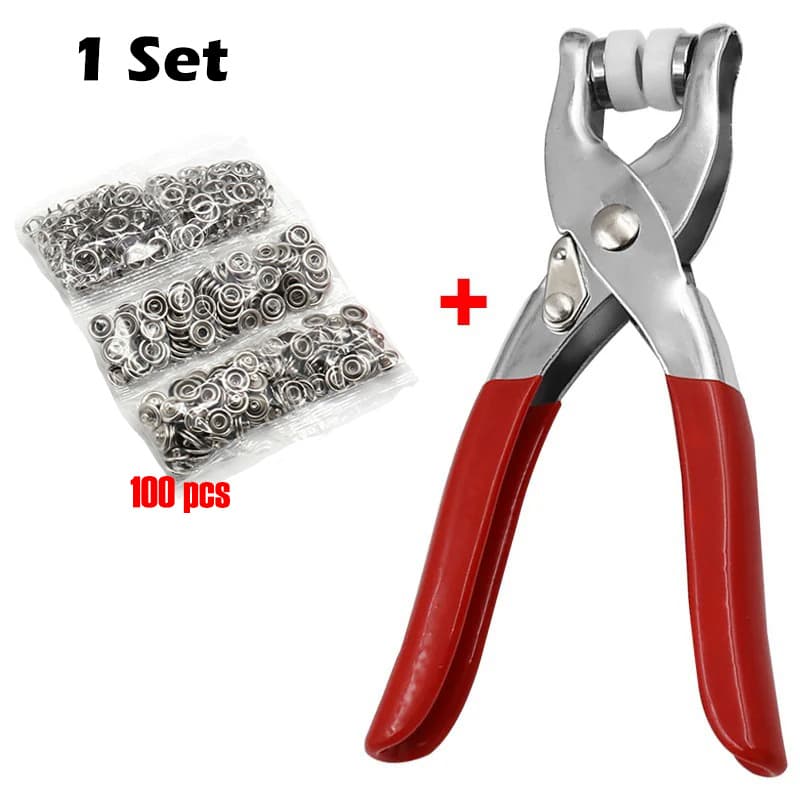 TEMU 100pcs Five-prong Button Installation Pliers Set Metal Snap Button Kit Heavy-duty Sewing Tool For Garment Clothes Bag Seam Craft