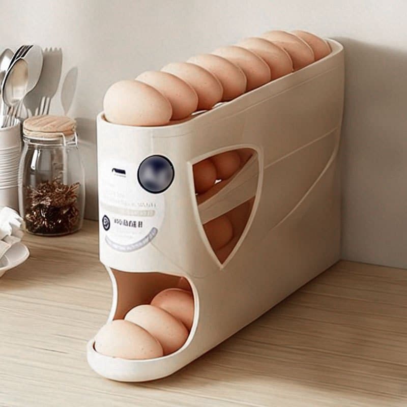 TEMU 1pc Rack - Space-saving Side Door Design, Holds 30 Eggs, Smooth And Glossy End, Convenient Handle, Suitable For Kitchen And Refrigerator Storage | Modern | Durable Plastic Material