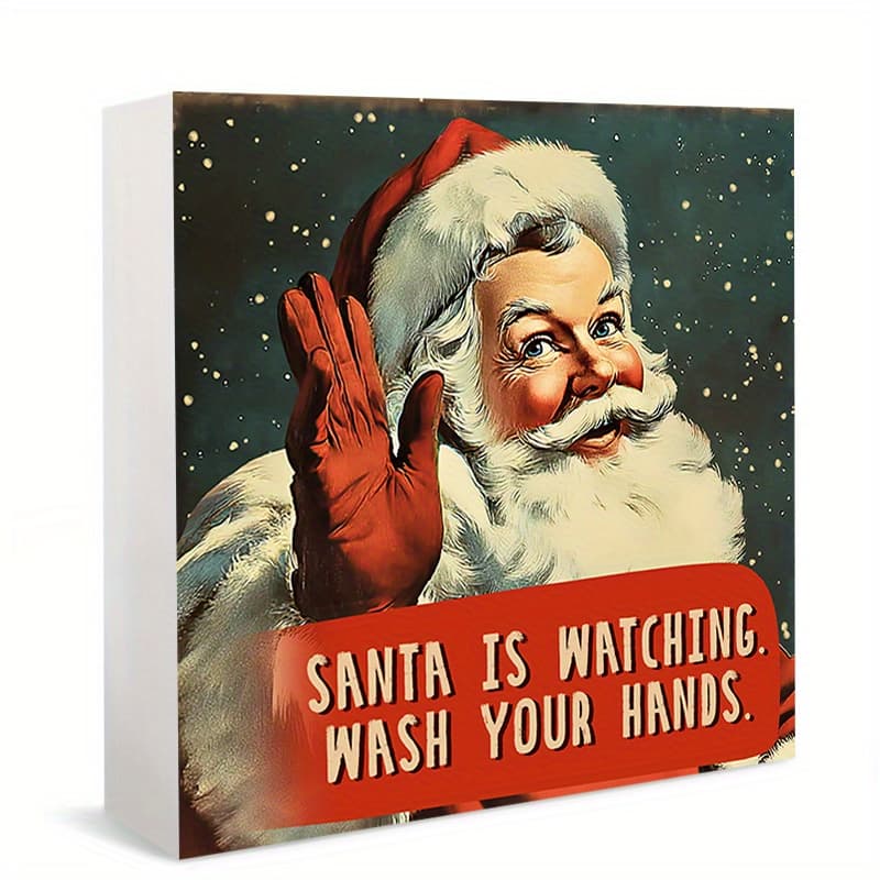 TEMU 1pc Festive Santa Claus Pvc Christmas Sign, 3.96in - "" Humorous Design, Ideal For Holiday Decor, Bar & Housewarming Gift, No Electricity Required, Christmas Decor