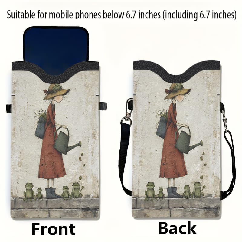 TEMU 1pc Is Watering The Frog Printed Pattern, 2d Flat Printing High-quality Strap With Adjustable Lanyard, Compatible With Iphone And , Casual And Fashionable