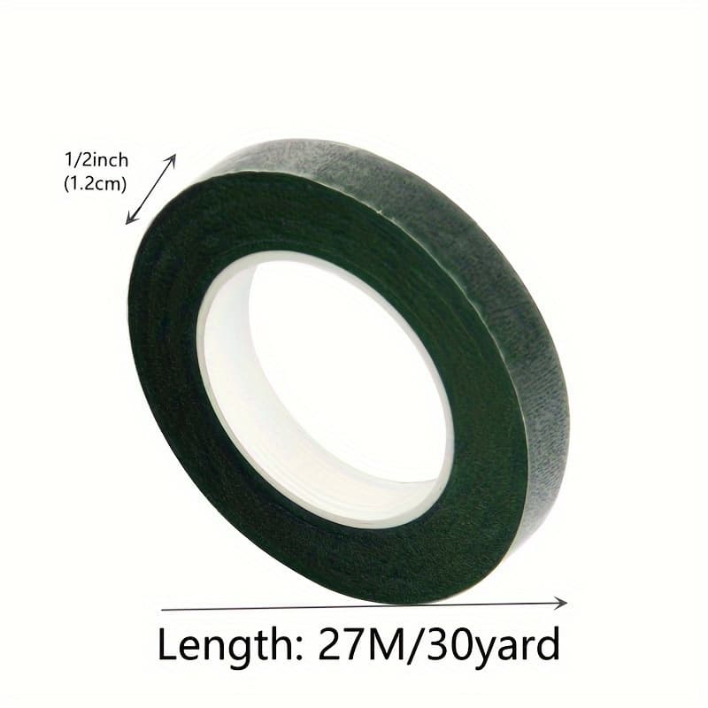 TEMU 5 Rolls 1/2 Inch Green Floral Tape For Bouquet Wrapping, Floral Crafts, Corsages And Wedding Bouquets - Waterproof Plastic Material
