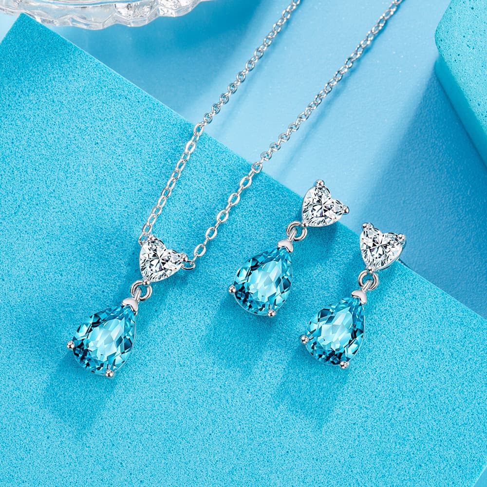 TEMU 925 Sterling Silvery Elegant Temperament Exquisite Fashion Simple Heart Shape Moissanite Necklace Earring Set Gift, For And Lovers On The Engagement Anniversary, And Elegant