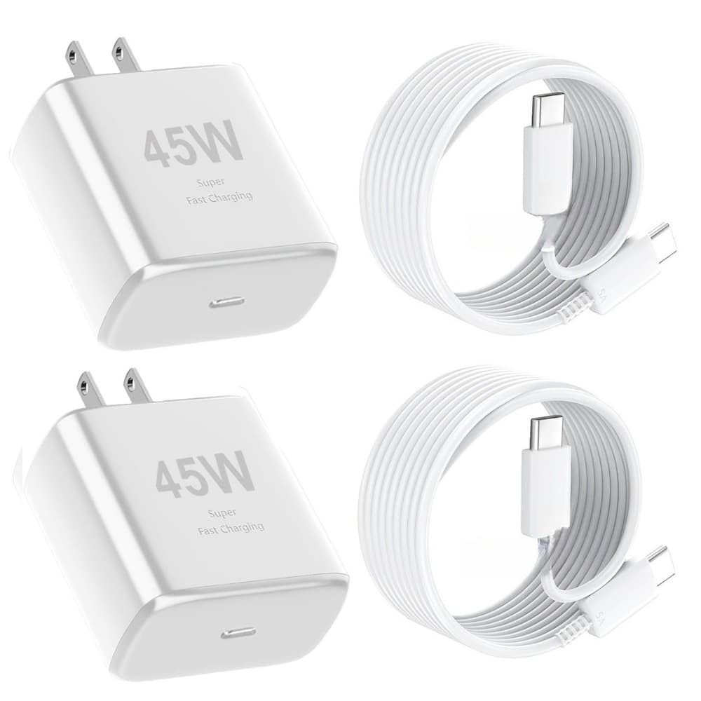 TEMU Set Of 2 45w Usb-c Super Fast And Cables For Iphone 17 Pro Max, Compatible With Phones And Models Including