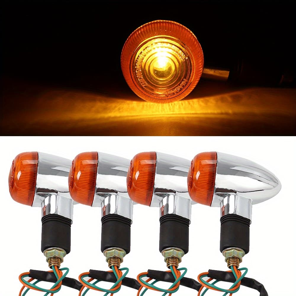 TEMU Set Of 4 Mini Amber Led Lights For Motorcycles, Compatible With For Kawasaki Models Vn800, 900, 1500, 1600, 1700, 2000, And Fit For Vtx1300 Retro, Without Battery