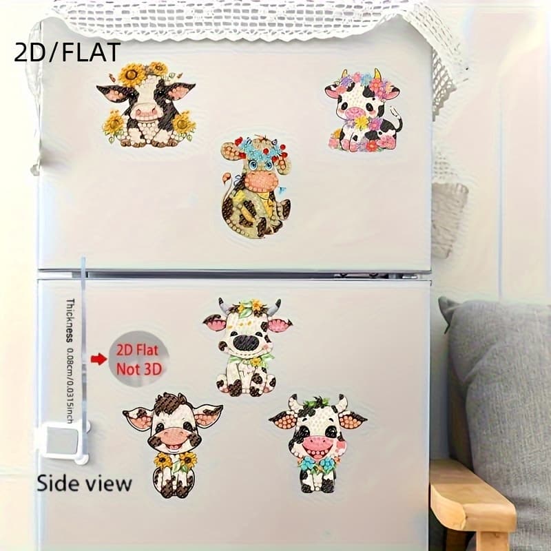 TEMU 2d/flat 6pcs Set Crystal Shiny Diamond Magnetic- Diy Diamond Painting Magnetic Set, Suitable For Refrigerator, Mailbox, And Home And Office Decoration, Art And Craft Gift