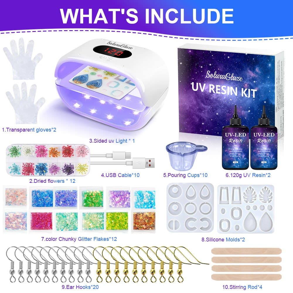 TEMU 240g Resin Jewelry Making Kit, Casting Tool - Includes High- Resin And An Adjustable-timer Lamp. Ideal For Jewelry Inlay, Rings, Accessories, And Nail Art. A Creative Resin Crafting Kit.