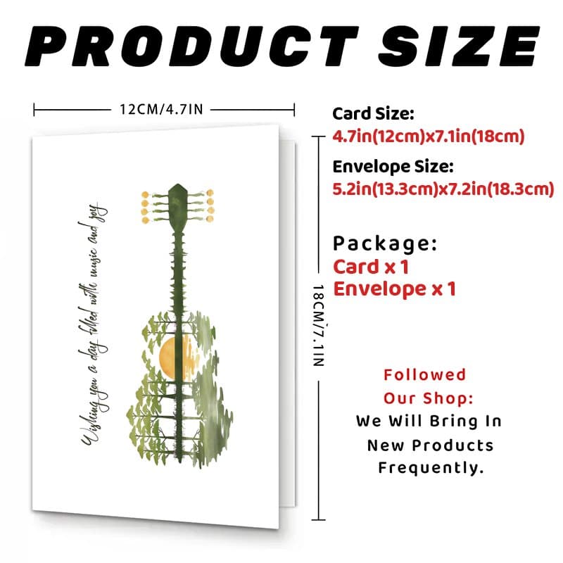 TEMU Birthday Card, A Humorous Gift Designed For Lovers, Family, , Or Of Any Age, Perfect For Any Event, Featuring A Guitar, , And Ukulele, Comes With An Envelope
