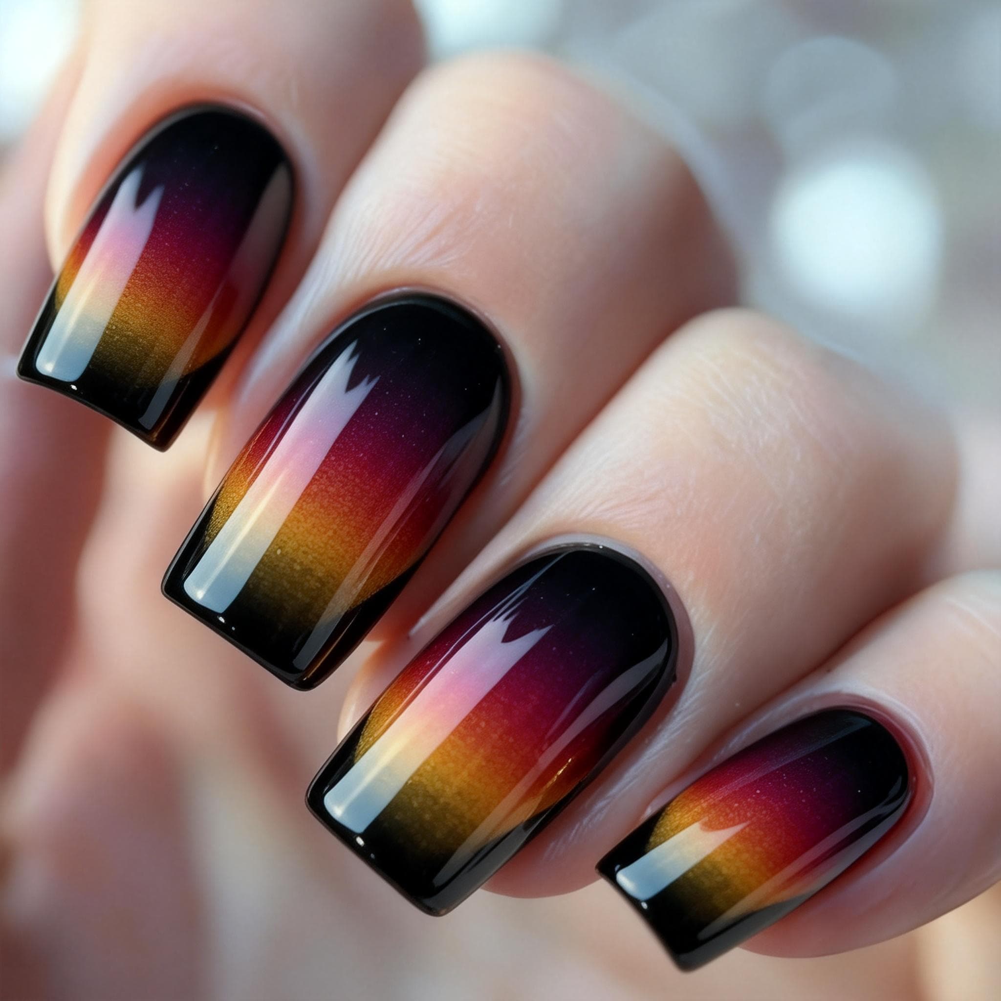 TEMU 24pcs Multicolor Striped Gradient Square Press-on Nails For Women, Detachable Fake Nails, Suitable For Holidays, Parties, , Dates, And Daily Wear, Artificial Nails, Wearable Nails