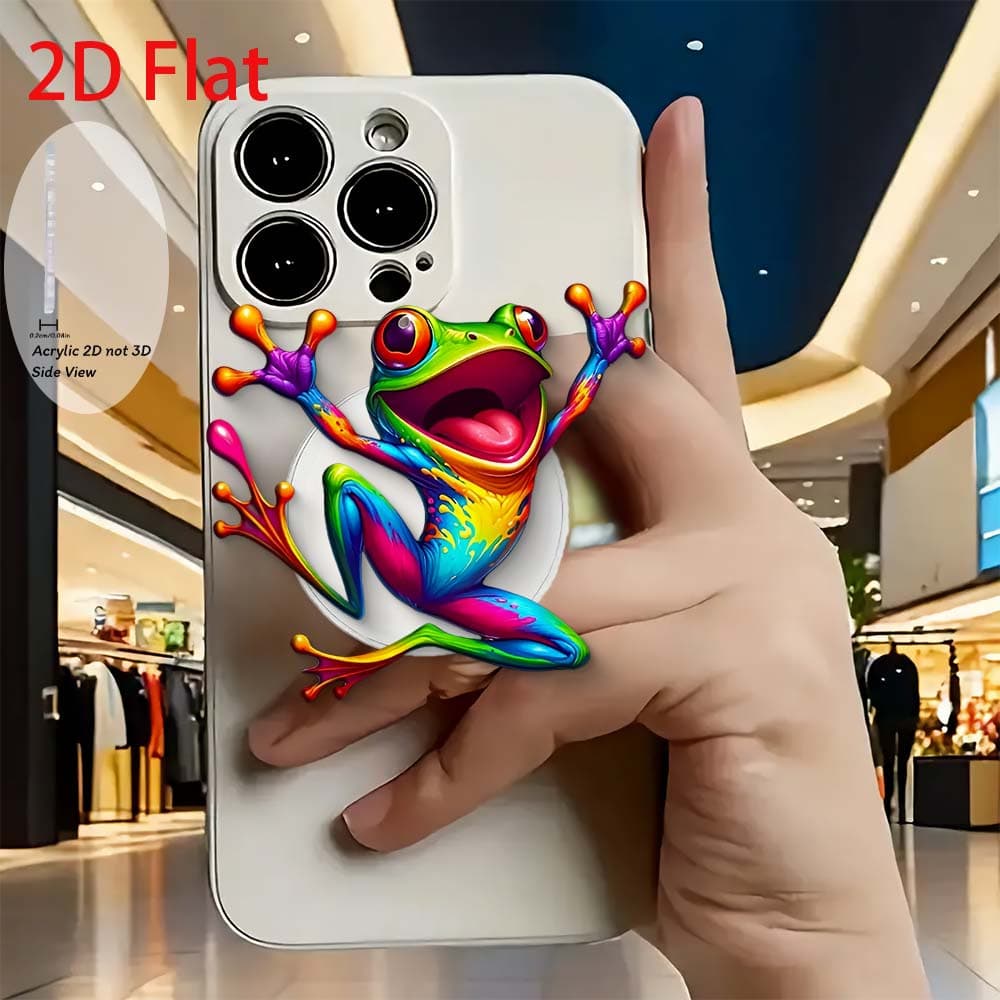 TEMU 2d Flat Fashionable Cute Colorful Jumping Frog Acrylic Retractable Mobile Phone Holder, Pop-up Mobile Phone Holder