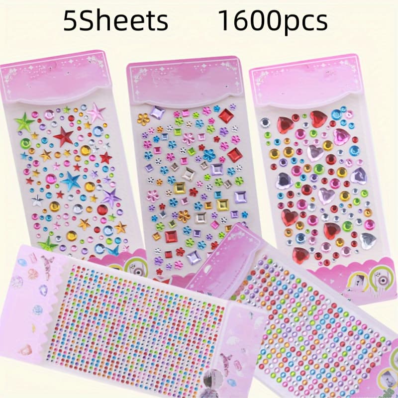 TEMU 1600pcs Self-adhesive Sticker Sheets, Gemstone Decals, Craft Jewel Stickers Forarts, Crafts, Decoration, Makeup, Nail Art