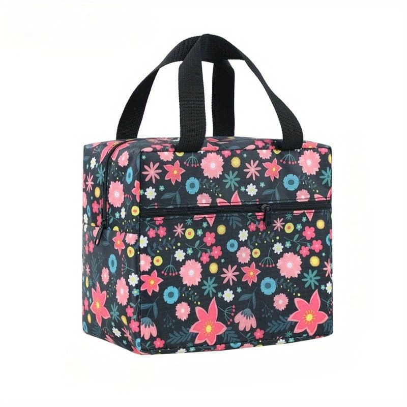 TEMU 1pc, Fashionable Pattern Square Lunch Bag, Office Lunch Bag, Outdoor Cold Insulation And Heat Preservation Bag, Non-food Contact
