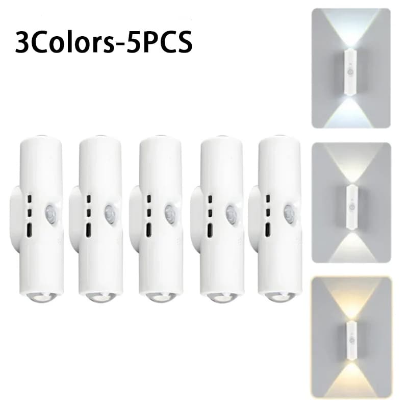 TEMU 5pcs Adjustable Brightness Magnetic Dual-head Wall Lamp Vibrant Gradient Ambient Night Light Ideal For Bedrooms, , Staircases, And Office Ambient Lighting
