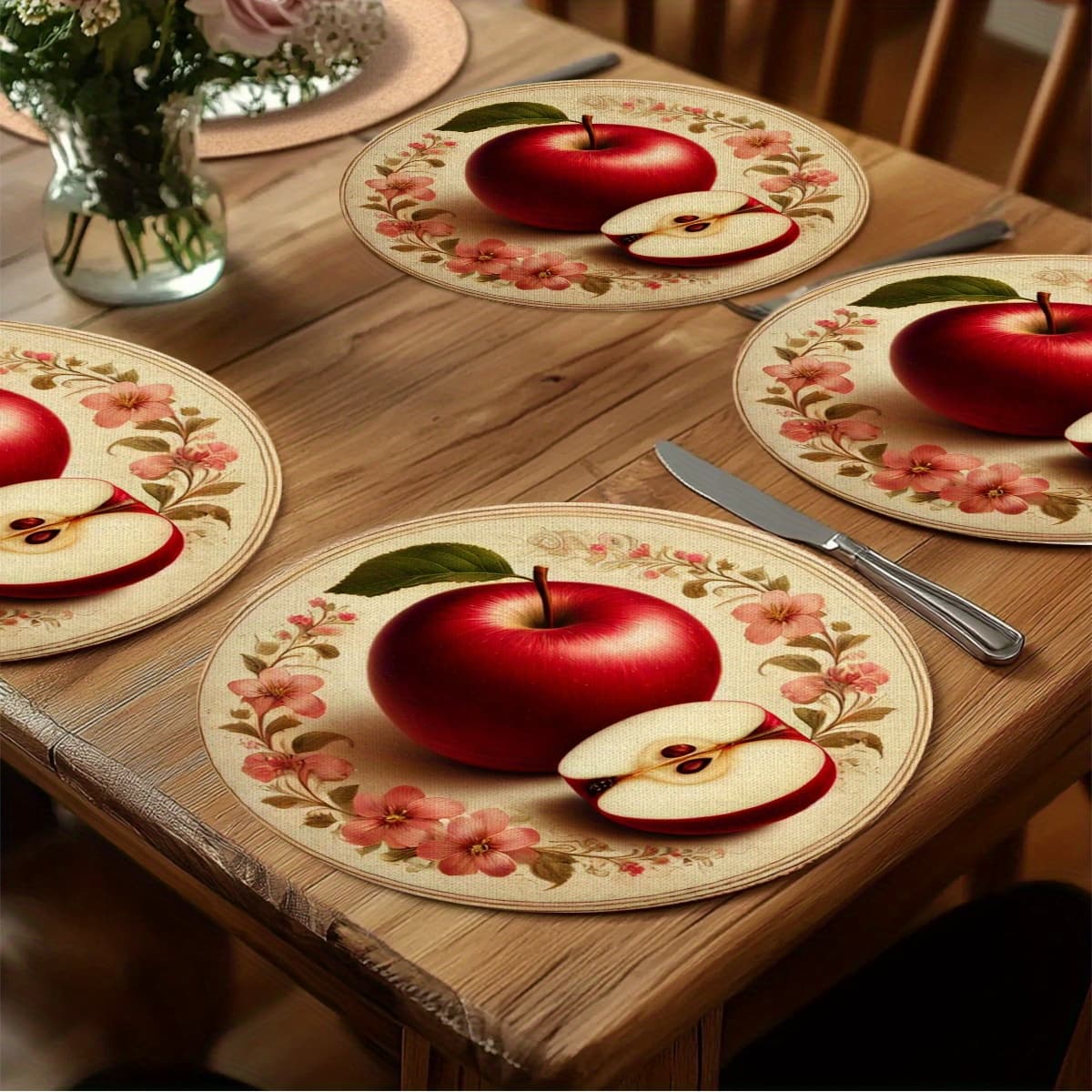 TEMU A Collection Of 4 Circular Placemats Featuring A , Including And Piece. Washable Placemats Are Ideal For Enhancing The Decor Of Dining Tables And Restaurants