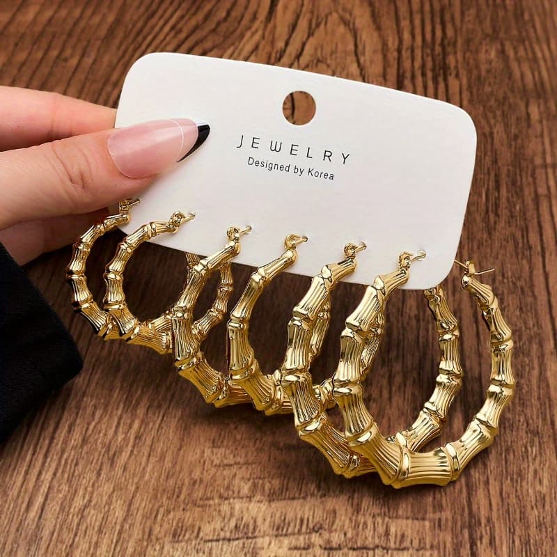 TEMU 1 Set Of Stylish Earrings Earrings Set Earrings Women's Additions Retro Earrings, Ultra Light Bamboo Earrings 6 Sets/ Set, Suitable For Parties And Daily Wear